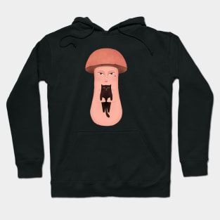 Cute happy mushroom lady holding tiny black cat, version 2 Hoodie